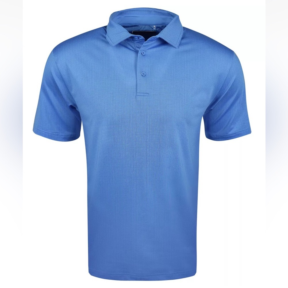 New Etonic Golf Gingham Print Polo Medium Cobalt/Tranquil Blue